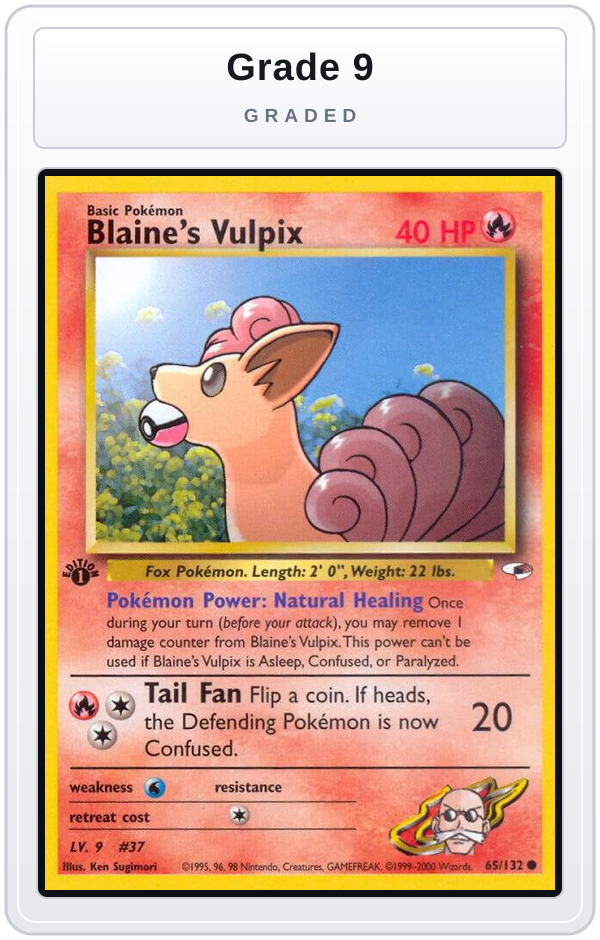 Graded - Blaine's Vulpix — Grade 9 graded overlay