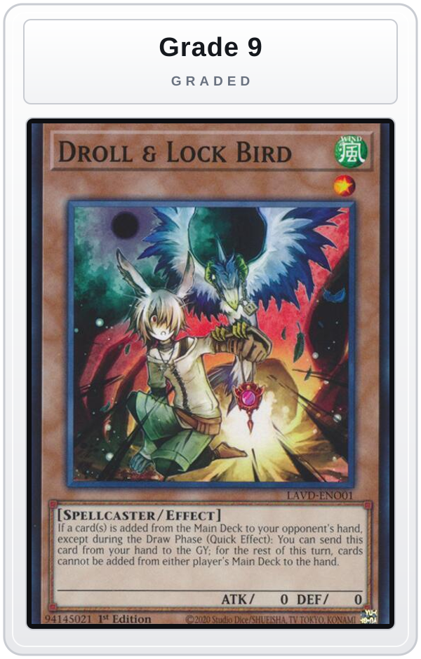 Graded - Droll & Lock Bird (LAVD-ENO01) — Grade 9 graded overlay