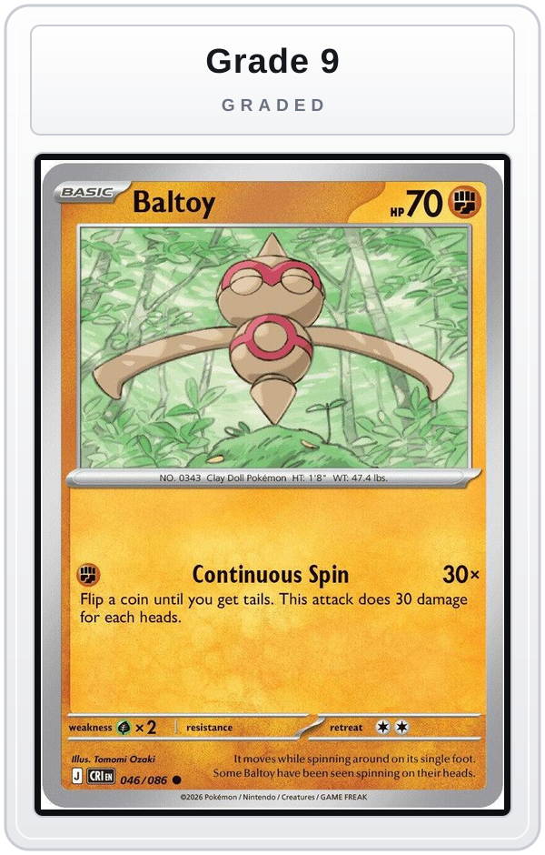 Graded - Baltoy — Grade 9 graded overlay