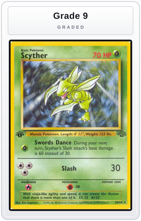 Graded - Scyther (26) — Grade 9 graded overlay