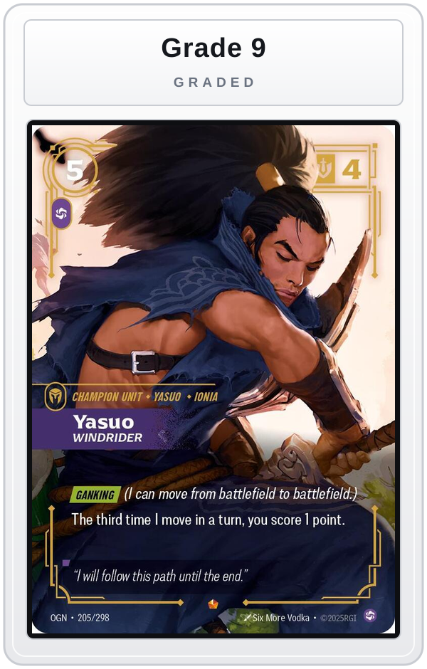 Graded - Yasuo, Windrider — Grade 9 graded overlay