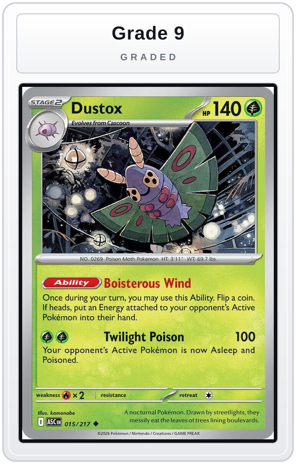 Graded - Dustox - 015/217 — Grade 9 graded overlay