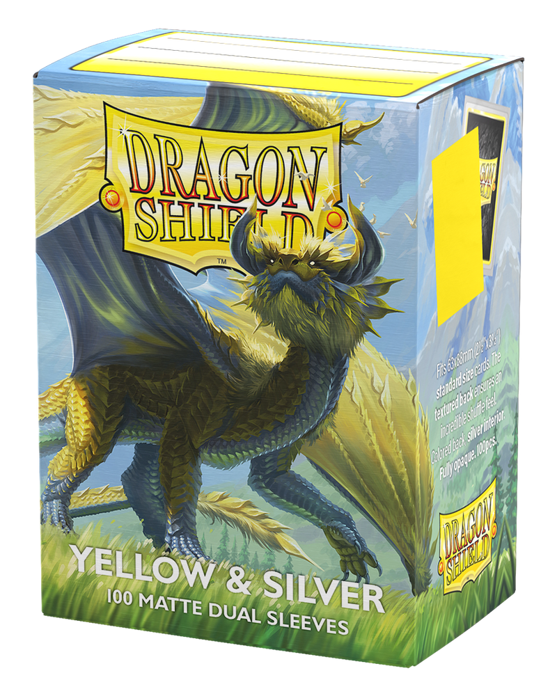 Dragon Shield: Standard 100ct Sleeves - Yellow & Silver (Dual Matte)