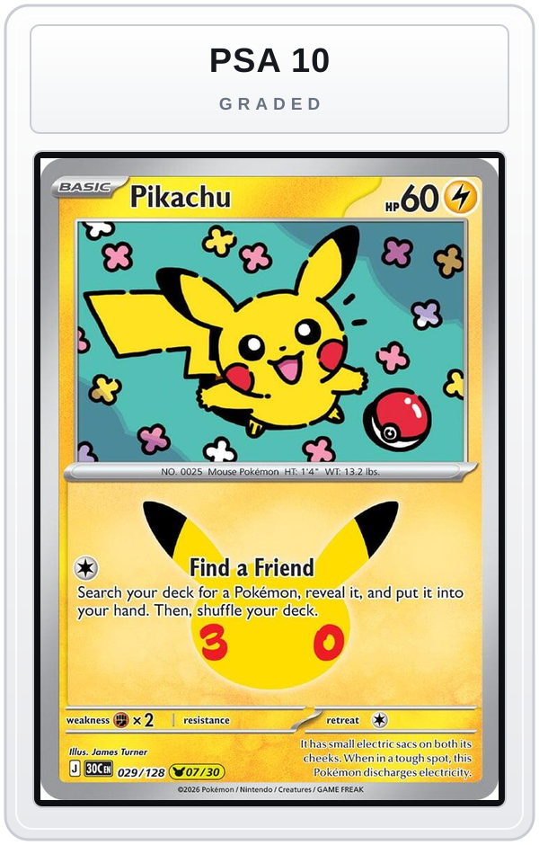 Graded - Pikachu - 029/128 — PSA 10 graded overlay