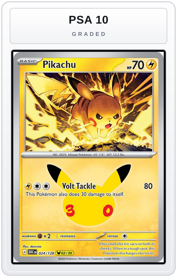 Graded - Pikachu - 024/128 — PSA 10 graded overlay
