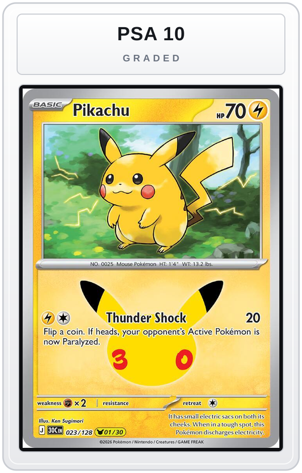 Graded - Pikachu - 023/128 — PSA 10 graded overlay