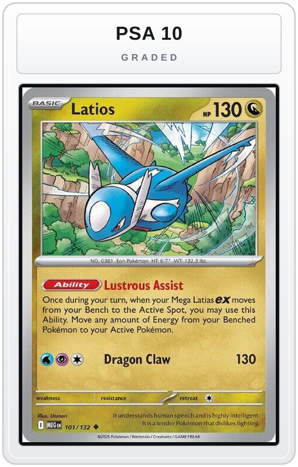 Graded - Latios — PSA 10 graded overlay