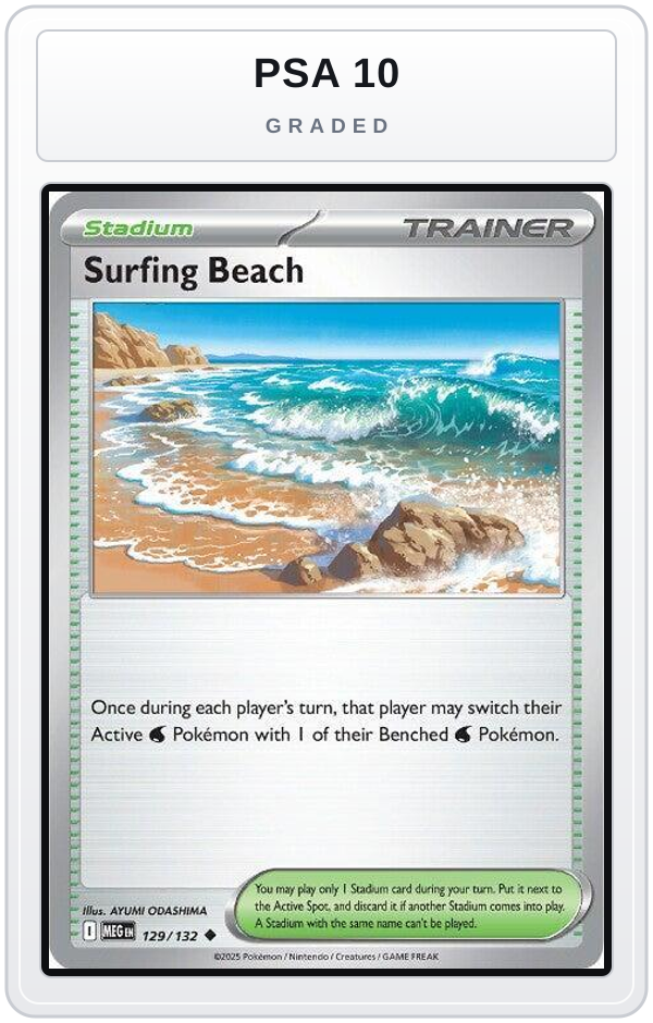 Graded - Surfing Beach — PSA 10 graded overlay