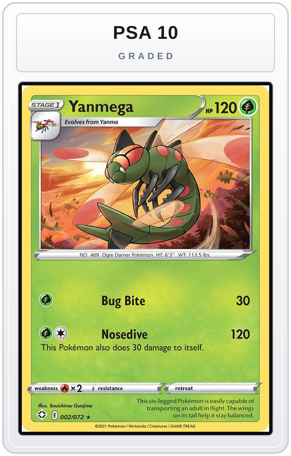 Graded - Yanmega — PSA 10 graded overlay