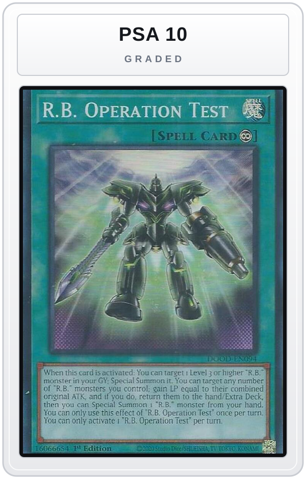 Graded - R.B. Operation Test — PSA 10 graded overlay