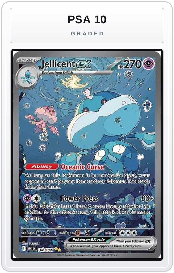 Graded - Jellicent ex - 168/086 — PSA 10 graded overlay