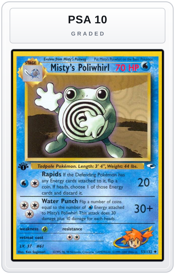 Graded - Misty's Poliwhirl — PSA 10 graded overlay