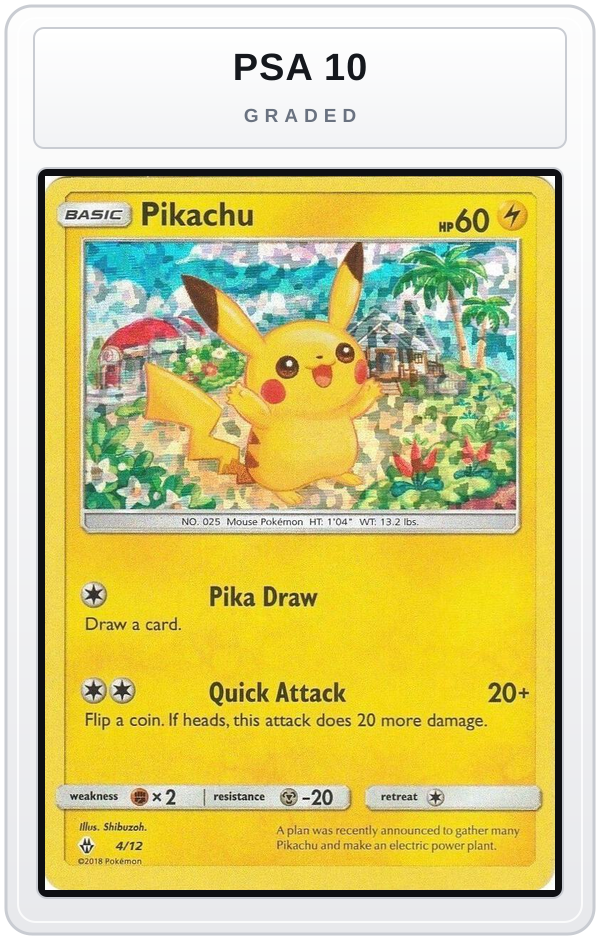 Graded - Pikachu - 4/12 — PSA 10 graded overlay