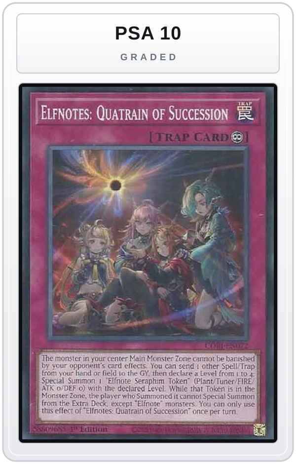 Graded - Elfnotes: Quatrain of Succession — PSA 10 graded overlay