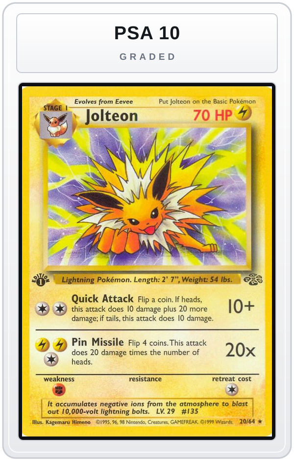 Graded - Jolteon (20) — PSA 10 graded overlay