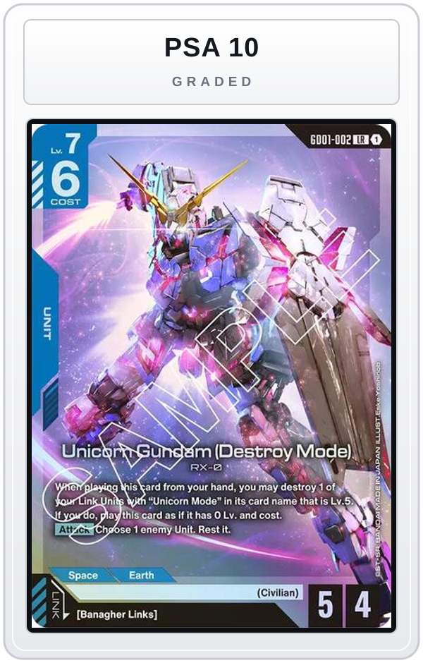 Graded - Unicorn Gundam (Destroy Mode) — PSA 10 graded overlay