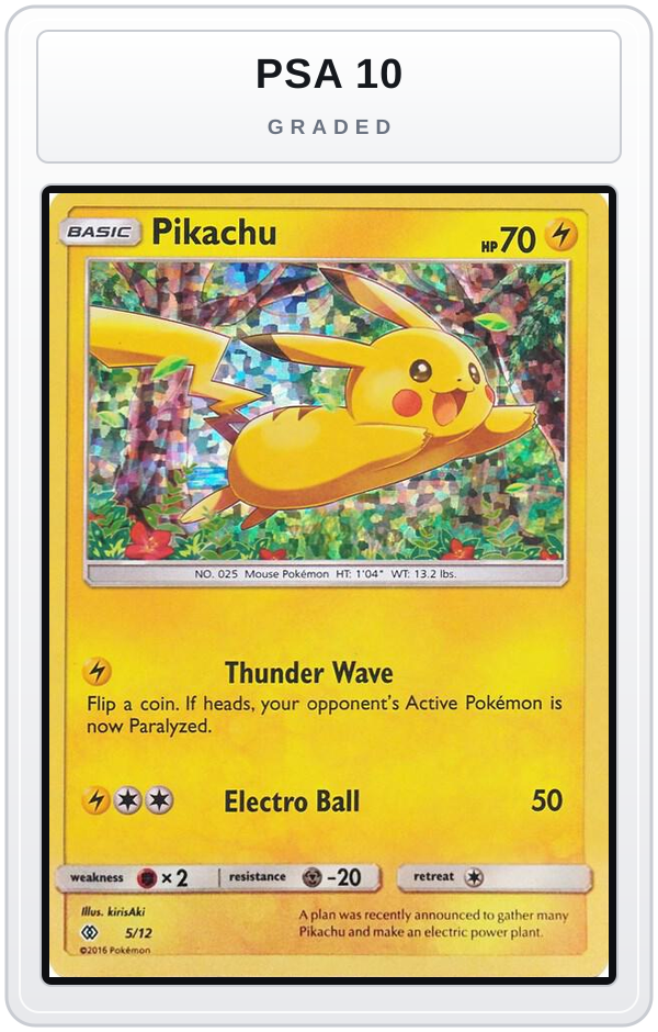Graded - Pikachu - 5/12 — PSA 10 graded overlay