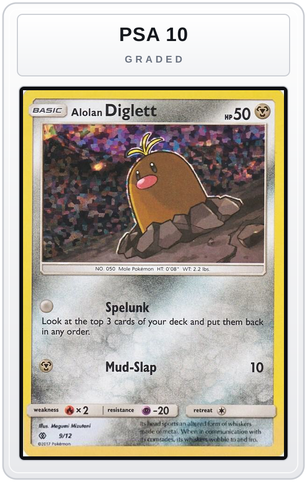 Graded - Alolan Diglett - 9/12 — PSA 10 graded overlay