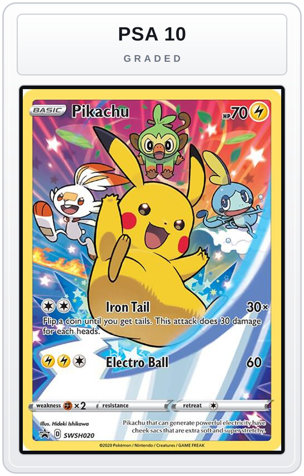 Graded - Pikachu - SWSH020 — PSA 10 graded overlay