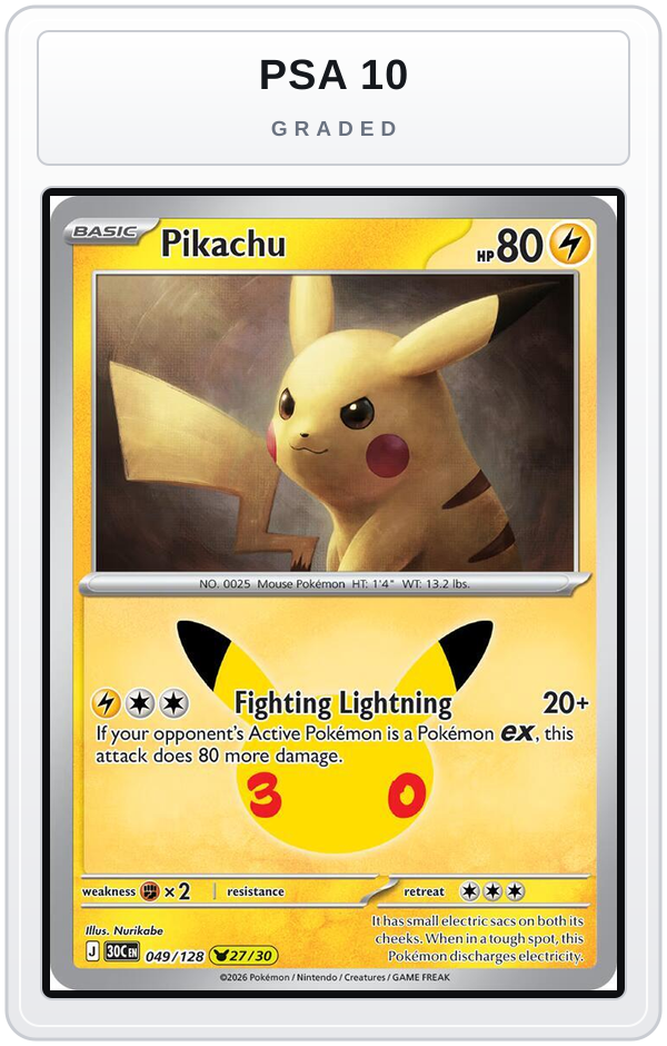Graded - Pikachu - 049/128 — PSA 10 graded overlay