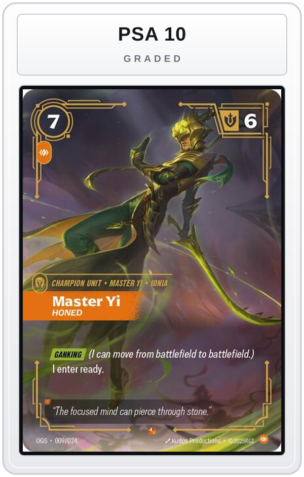 Graded - Master Yi - Honed — PSA 10 graded overlay