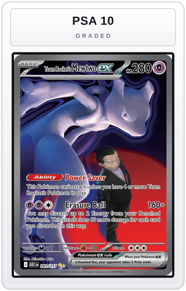 Graded - Team Rocket's Mewtwo ex - 281/217 — PSA 10 graded overlay