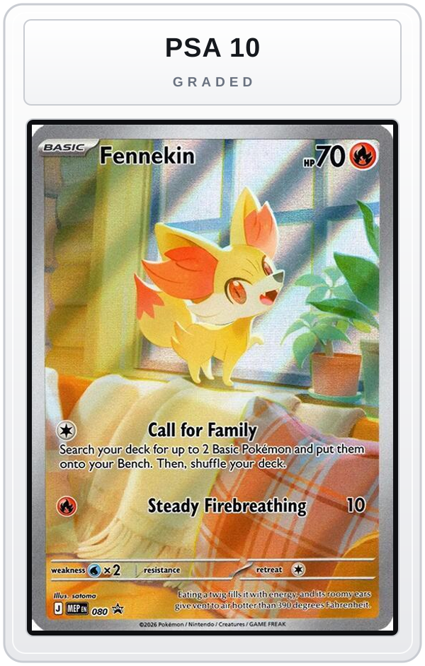 Graded - Fennekin - 080 — PSA 10 graded overlay