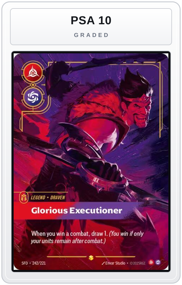 Graded - Draven - Glorious Executioner (Overnumbered) — PSA 10 graded overlay