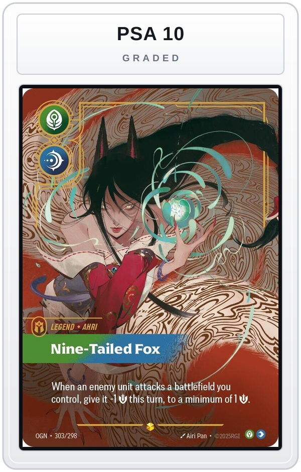 Graded - Ahri - Nine-Tailed Fox (Overnumbered) — PSA 10 graded overlay