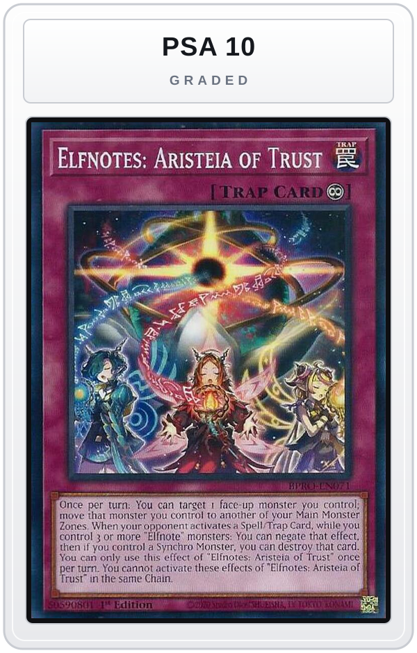 Graded - Elfnotes: Aristeia of Trust — PSA 10 graded overlay