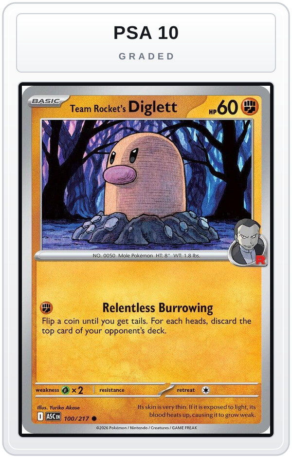Graded - Team Rocket's Diglett — PSA 10 graded overlay