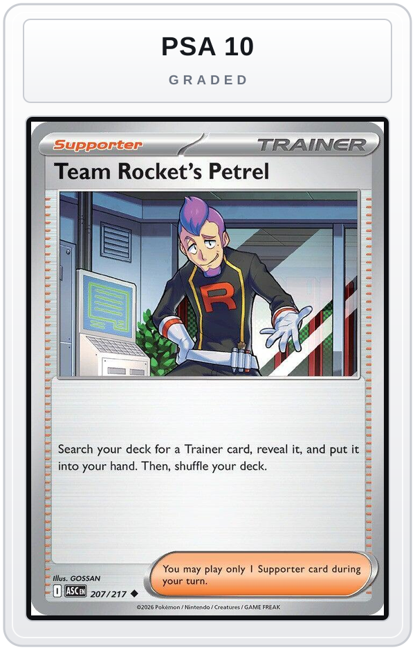 Graded - Team Rocket's Petrel — PSA 10 graded overlay