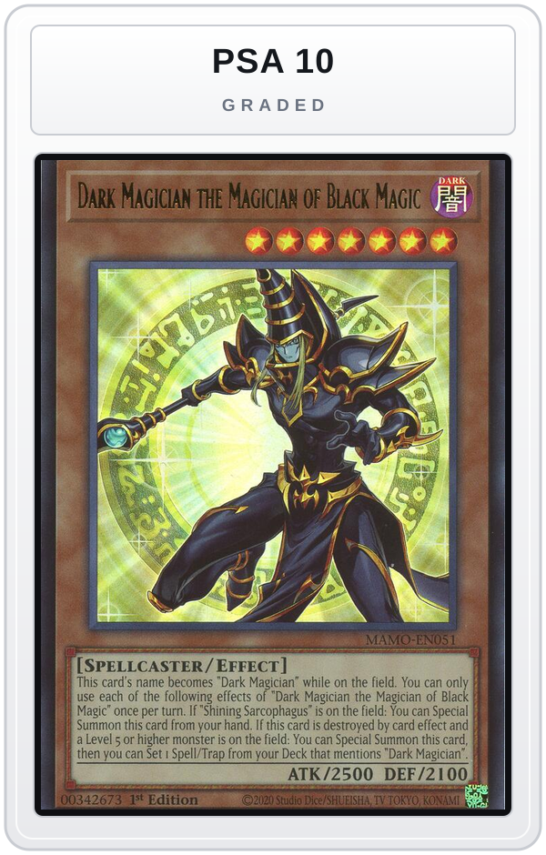 Graded - Dark Magician the Magician of Black Magic — PSA 10 graded overlay