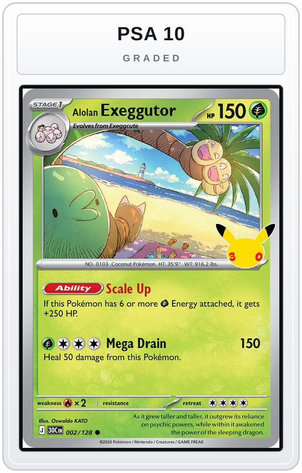Graded - Alolan Exeggutor - 002/128 — PSA 10 graded overlay