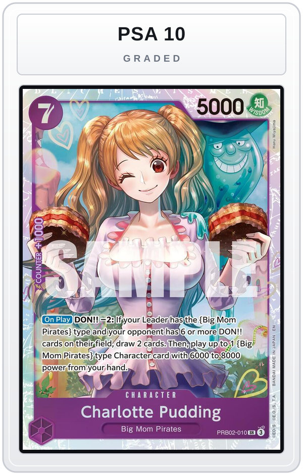 Graded - Charlotte Pudding - PRB02-010 — PSA 10 graded overlay