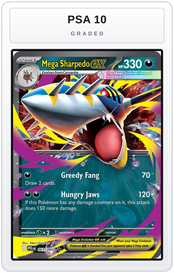 Graded - Mega Sharpedo ex - 061/094 — PSA 10 graded overlay