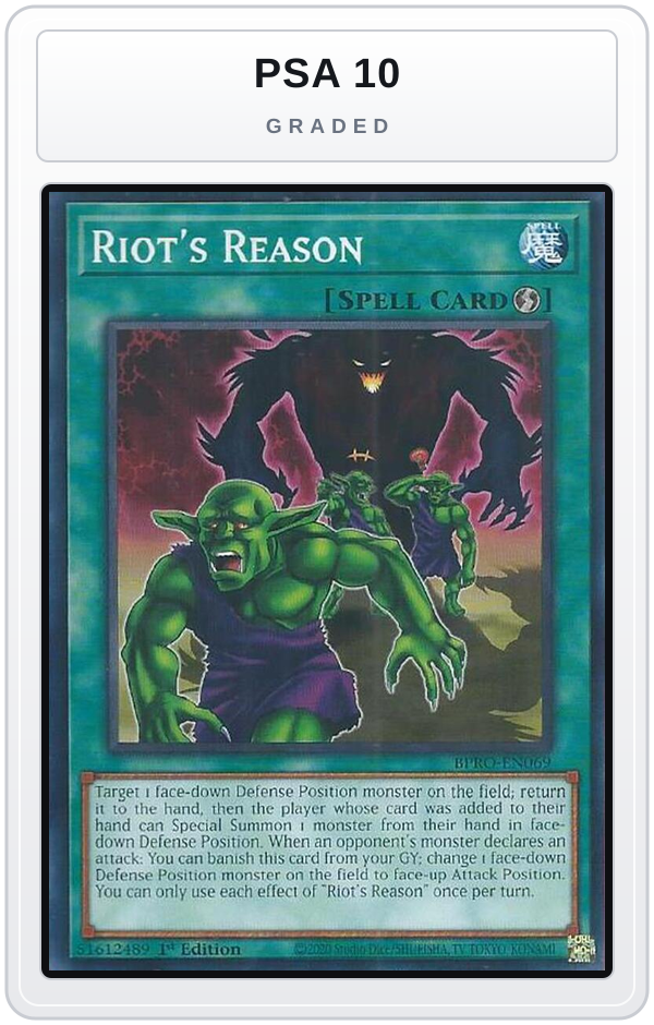 Graded - Riot's Reason — PSA 10 graded overlay