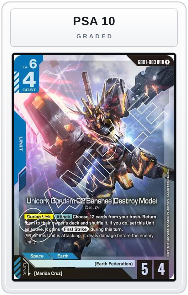 Graded - Unicorn Gundam 02 Banshee (Destroy Mode) — PSA 10 graded overlay