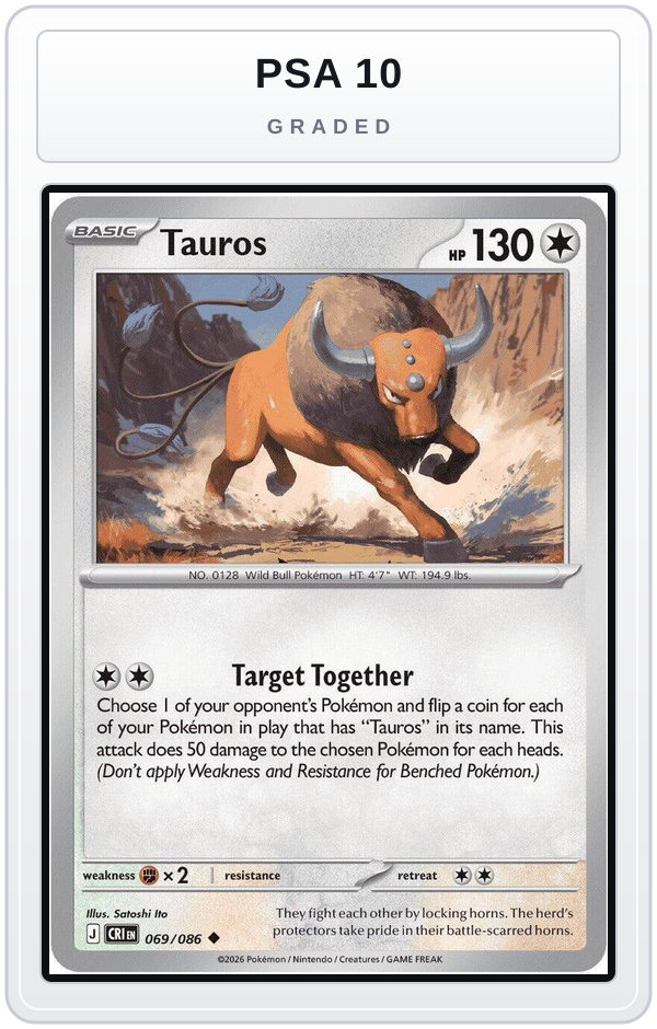 Graded - Tauros - 069/086 — PSA 10 graded overlay