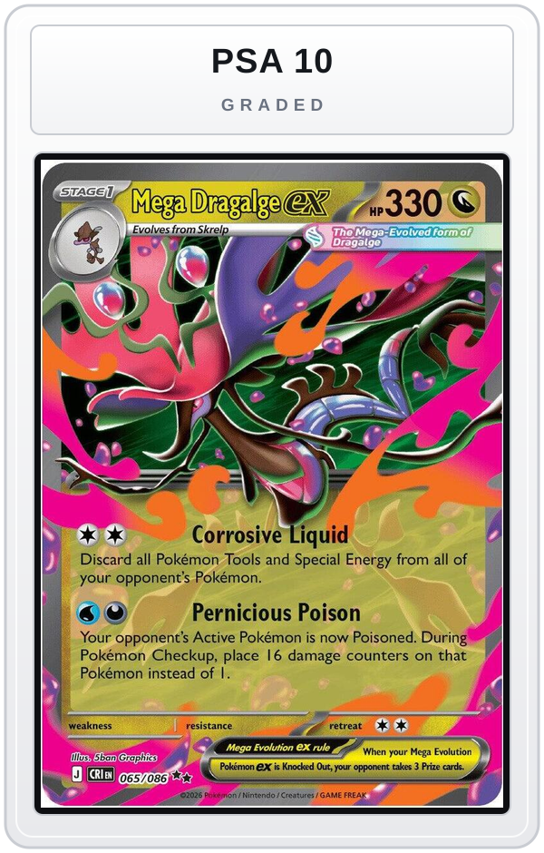 Graded - Mega Dragalge ex - 065/086 — PSA 10 graded overlay