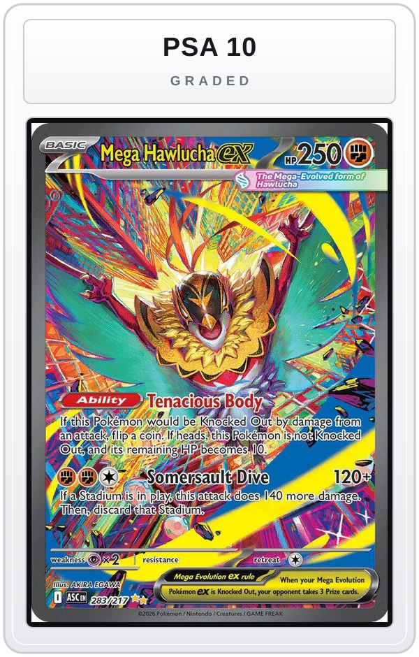 Graded - Mega Hawlucha ex - 283/217 — PSA 10 graded overlay