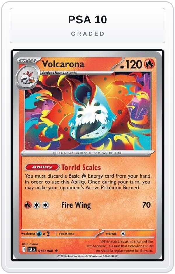 Graded - Volcarona — PSA 10 graded overlay