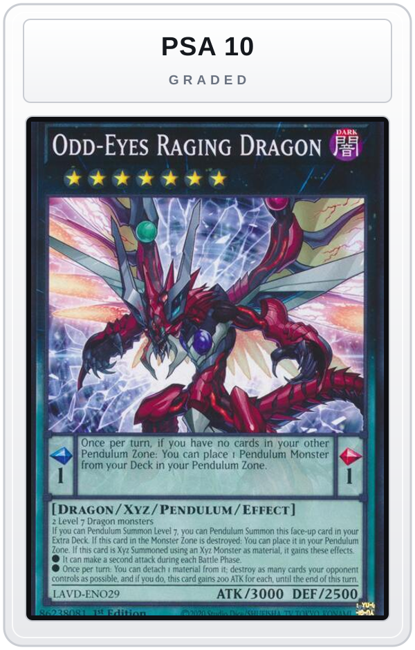 Graded - Odd-Eyes Raging Dragon — PSA 10 graded overlay