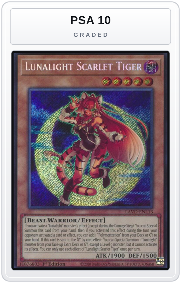 Graded - Lunalight Scarlet Tiger (Secret Rare) — PSA 10 graded overlay