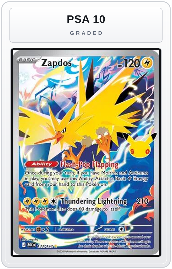 Graded - Zapdos - 133/128 — PSA 10 graded overlay