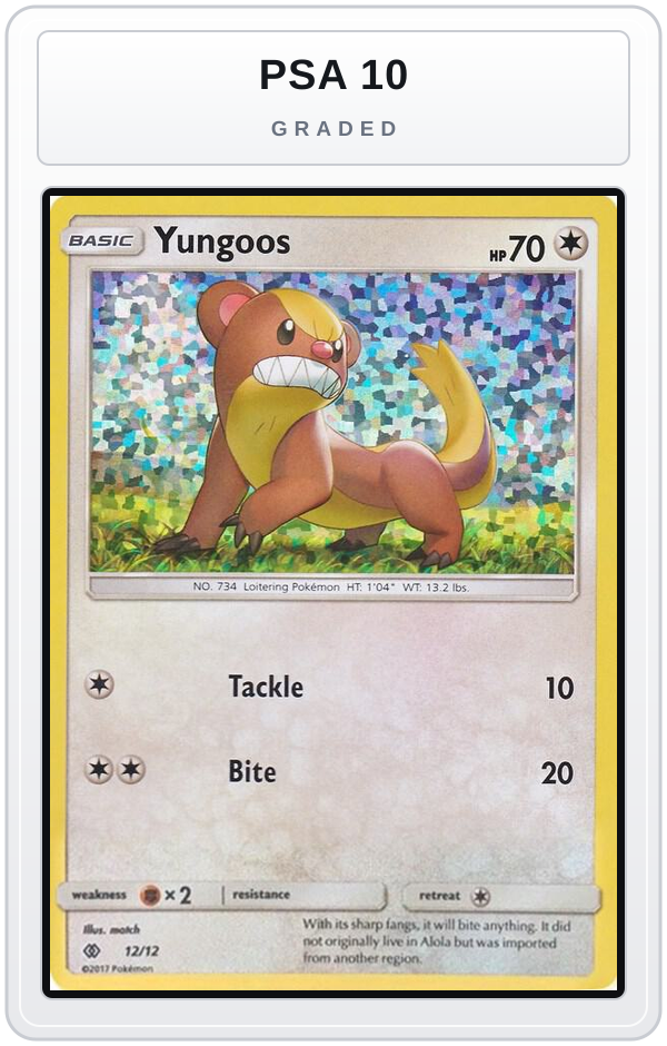 Graded - Yungoos - 12/12 — PSA 10 graded overlay