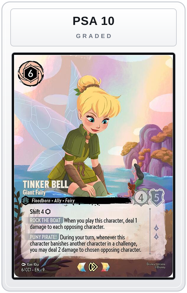 Graded - Tinker Bell - Giant Fairy (6/CC1) — PSA 10 graded overlay