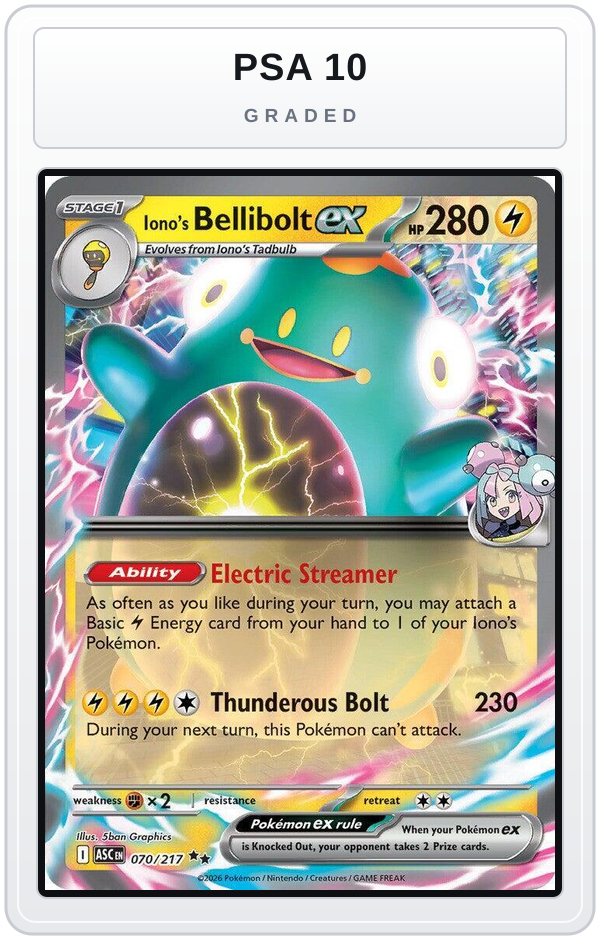 Graded - Iono's Bellibolt ex - 070/217 — PSA 10 graded overlay