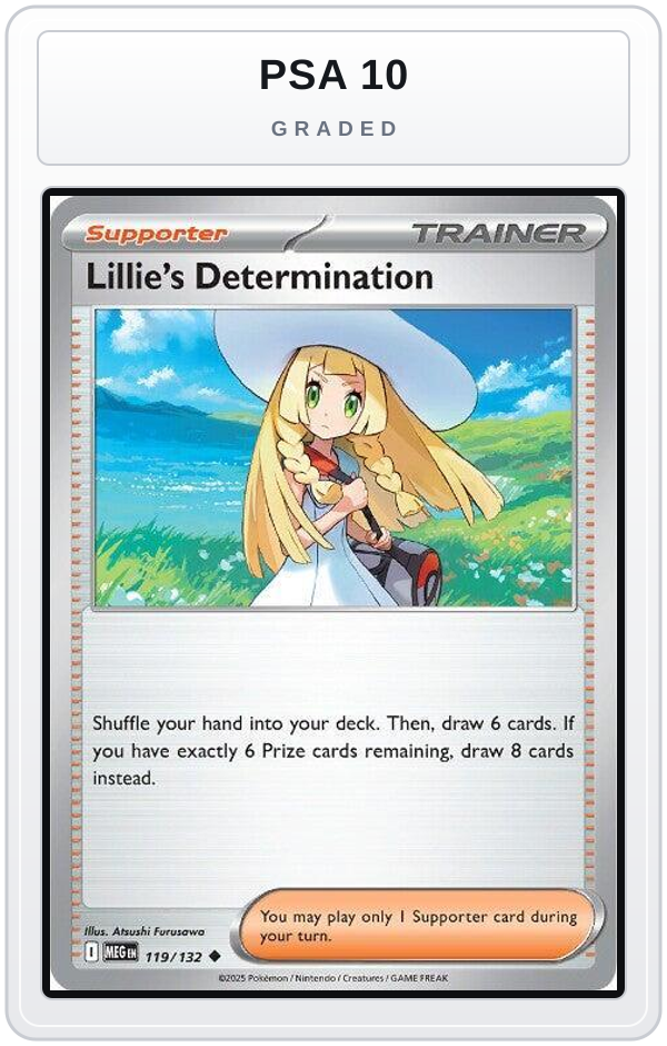 Graded - Lillie's Determination - 119/132 — PSA 10 graded overlay