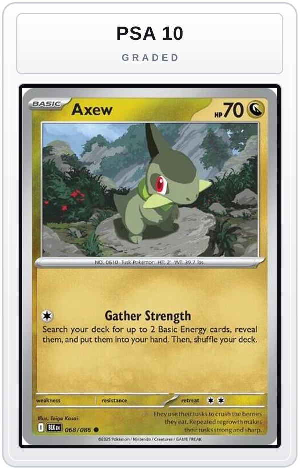 Graded - Axew — PSA 10 graded overlay